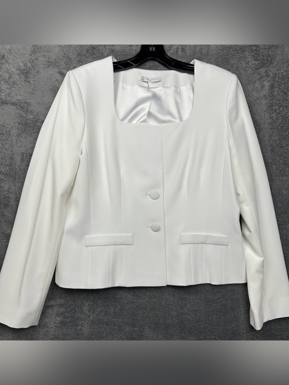 Preston and York Blazer Jacket Women's Size 12 White Square Neck Classic